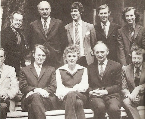 The Radio 3 Presentation Team in 1972: Peter Barker is in the front row, left, next to Patricia Hughes